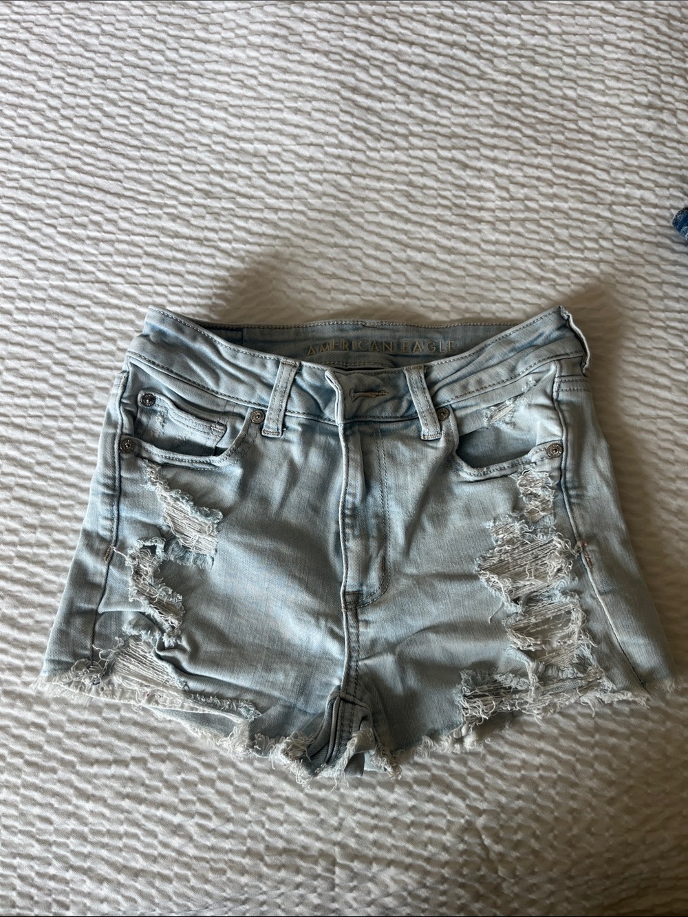 American Eagle Outfitters Light Blue Distressed Denim Cutoff Shorts